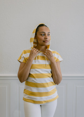 Thick Stripe Yellow Hoodie Tee
