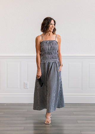 Gingham Maxi Dress in Black