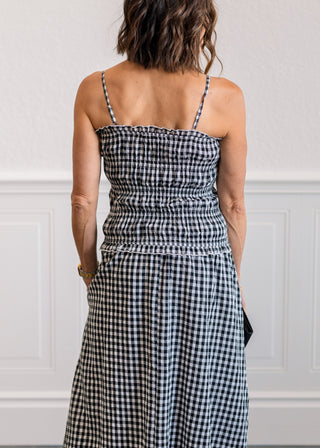 Gingham Maxi Dress in Black