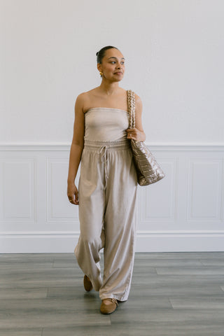 Acid Wash Jumpsuit in Ash Mocha