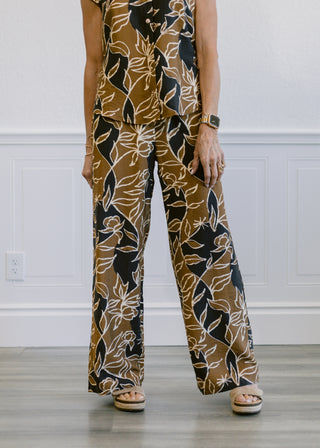 Floral Print Set in Black/Brown