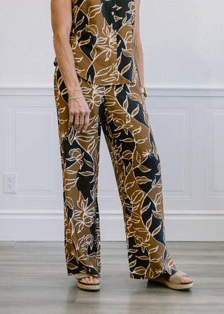 Floral Print Set in Black/Brown