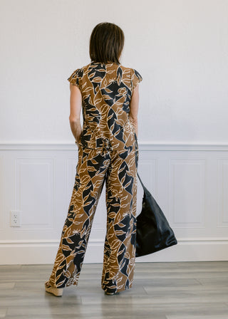 Floral Print Set in Black/Brown