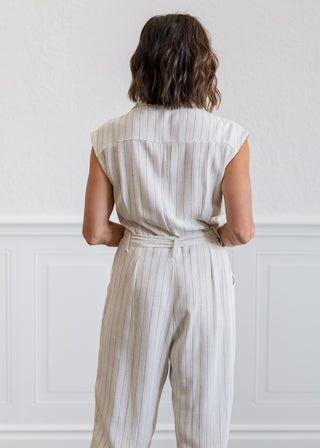 Stripe Linen Blend Jumpsuit