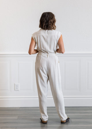 Stripe Linen Blend Jumpsuit