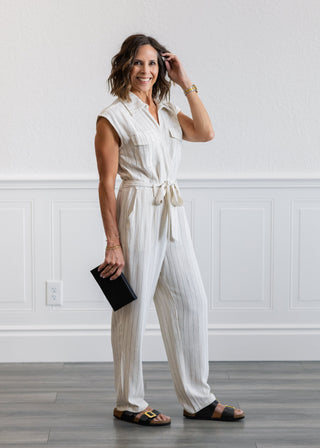 Stripe Linen Blend Jumpsuit