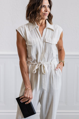 Stripe Linen Blend Jumpsuit