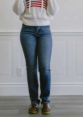 Mid-rise Long Slim Straight Jeans