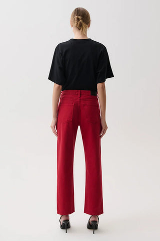 Pistola Lexi Mid-Rise Bowed Straight Jeans - Savvy Red