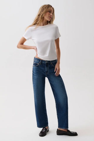 Pistola Lexi Mid Rise Bowed Straight Jeans in Moonwave