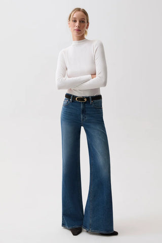 Vivian Mid Rise Wide Leg Jeans in Blue Depths