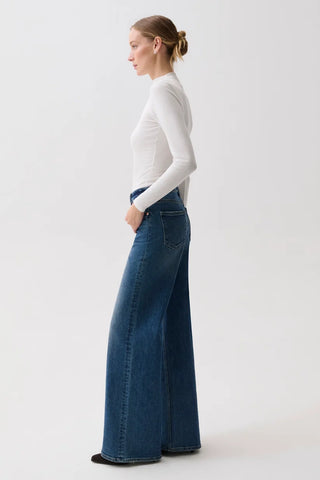 Vivian Mid Rise Wide Leg Jeans in Blue Depths