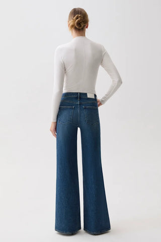 Vivian Mid Rise Wide Leg Jeans in Blue Depths
