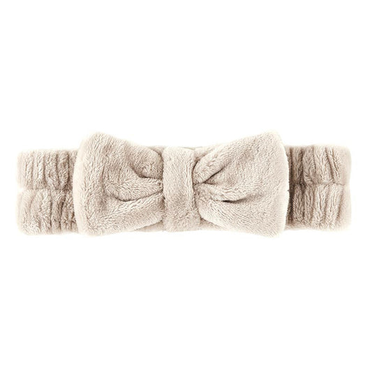 Plush Bow Spa Headband in Flax