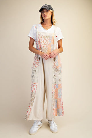 Patchwork Print Jumpsuit in Ecru