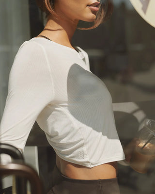 Rhone® Featherweight Rib Twist Top in Off White