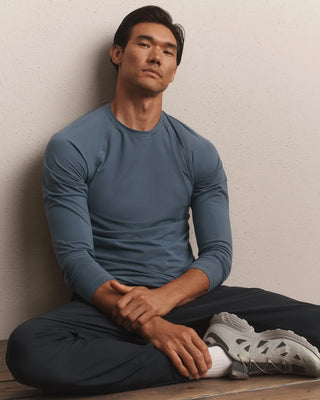 The Reign Long Sleeve in Shadow Blue – Men's Performance Shirt by Rhone
