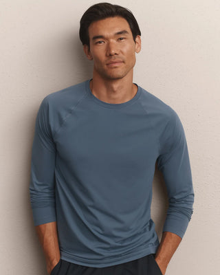 The Reign Long Sleeve in Shadow Blue – Men's Performance Shirt by Rhone