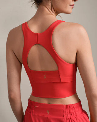 Revive Scoop Longline Bra in Cabana Red