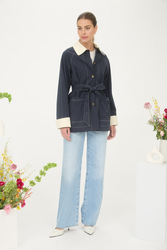 Navy Jacket with Belt