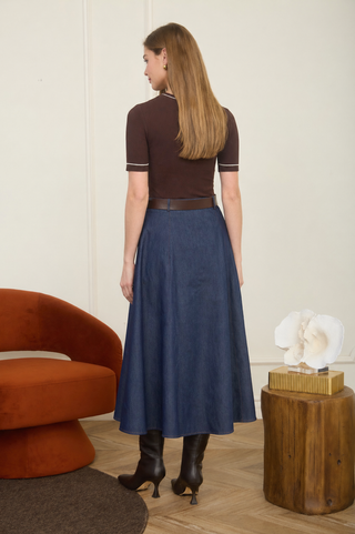 Two-Tone A-Line Midi Dress