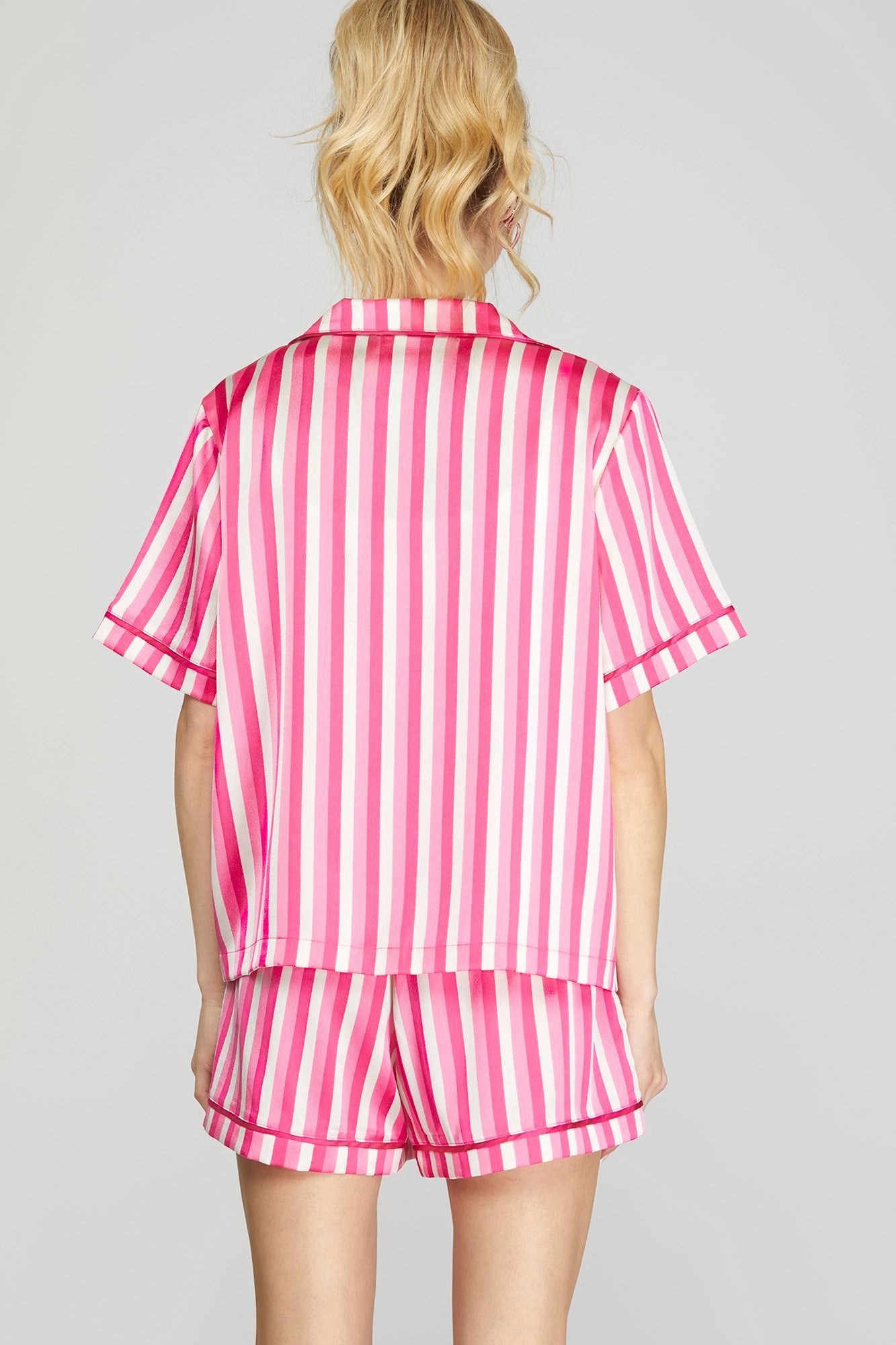 Pink Stripe Pajama Shorts Set