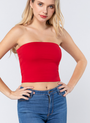 Crop Tube Top in Red