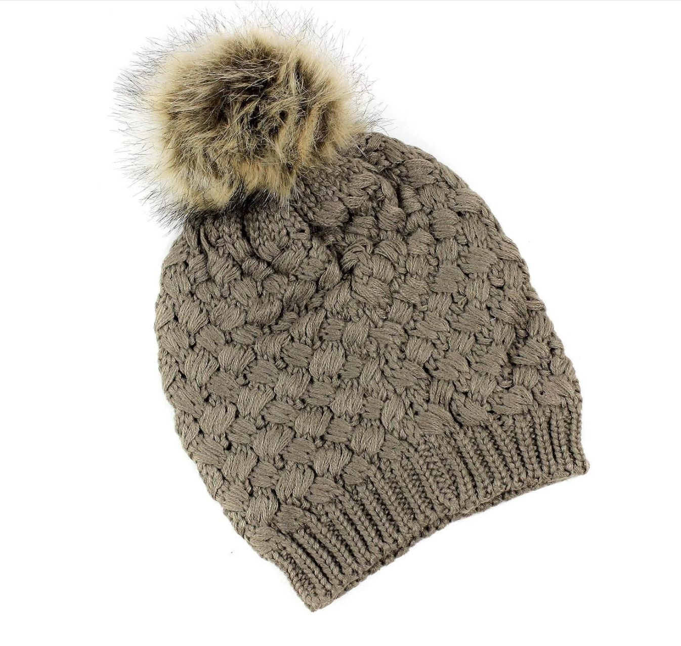 Overlap Knitted Beanie in Khaki