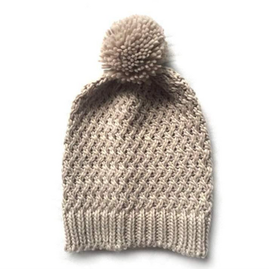 Zig Zag Beanie in Beige