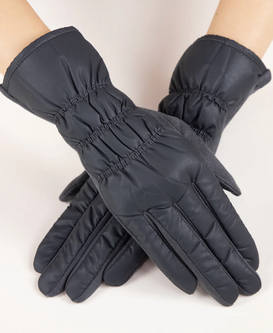 Matte Puffer Gloves in Charcoal