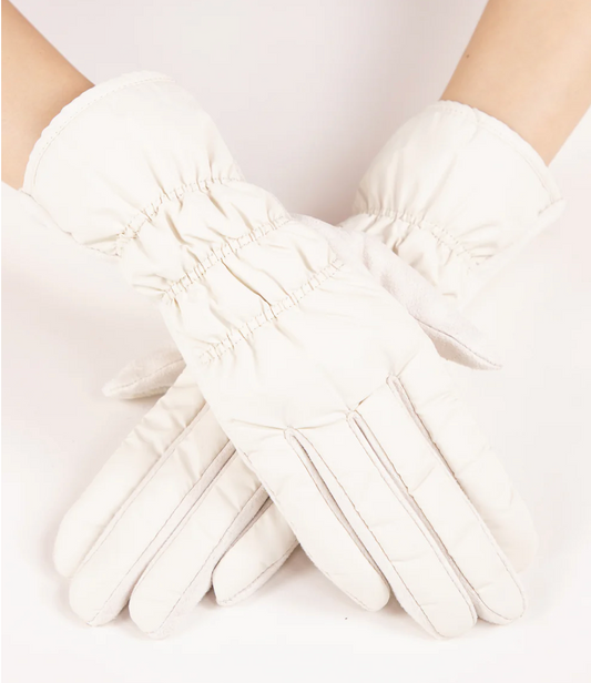 Matte Puffer Gloves in Beige