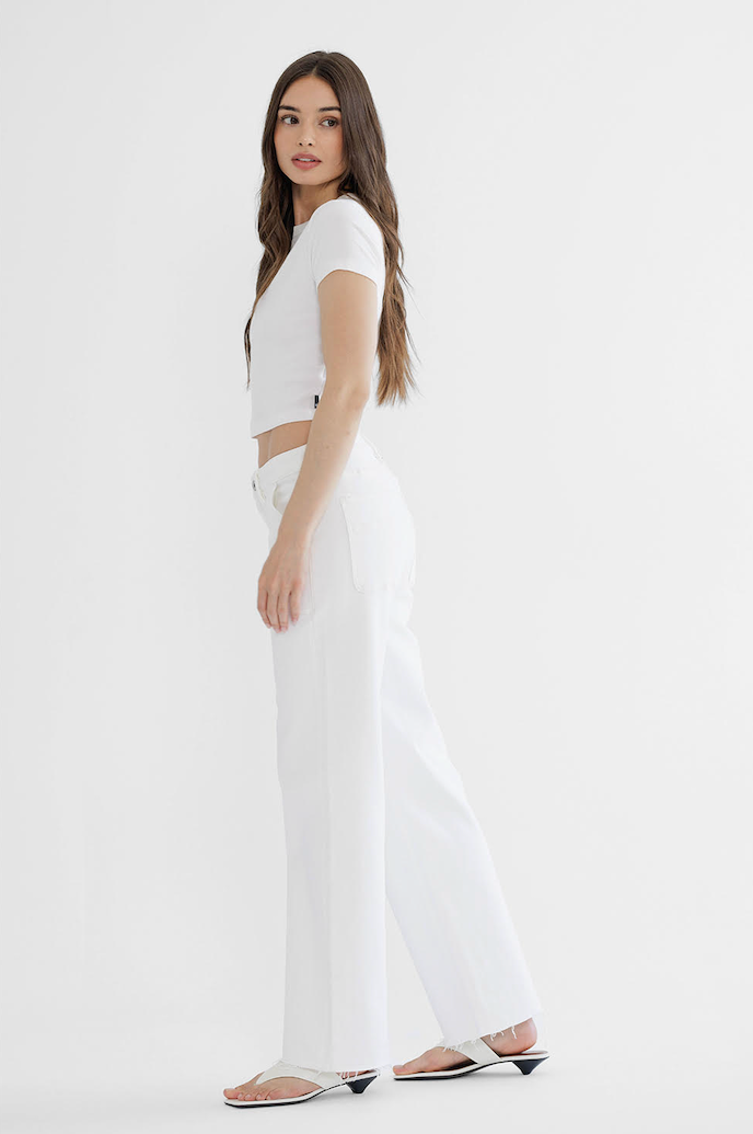 High Rise Wide Leg White Denim Jeans