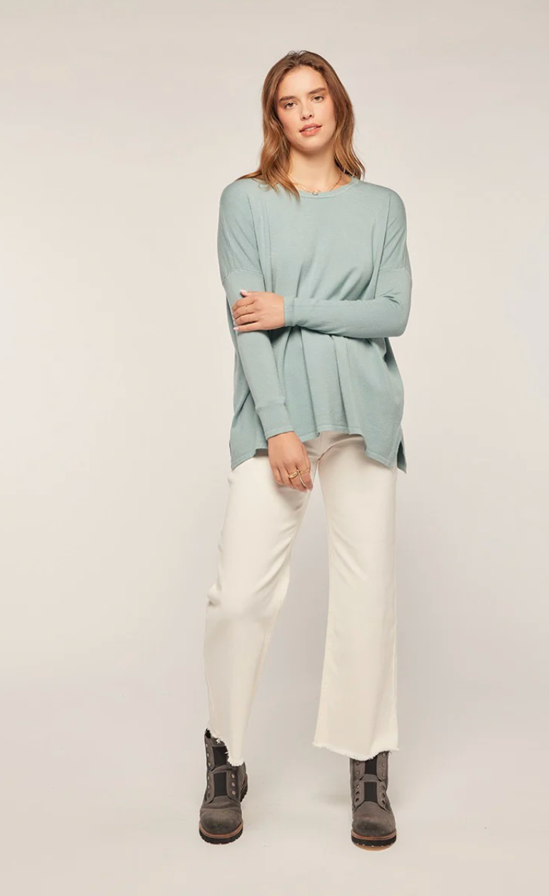 Super Soft Drop Shoulder Sweater in Pale olive
