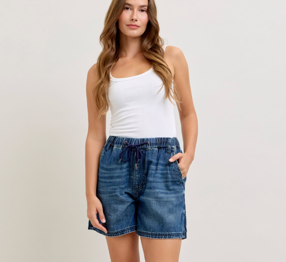 Judy Blue Dk. Blue Baggy Lightweight Shorts