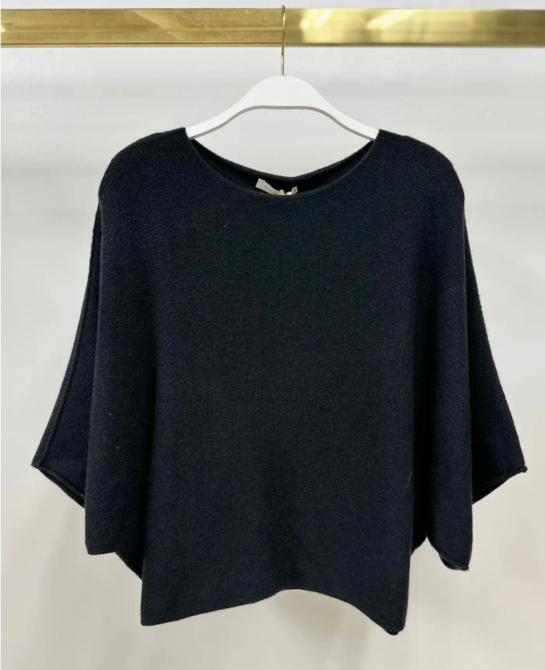 Crew Neck Batwing Sleeve Knit Top