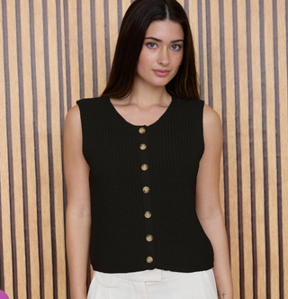 Button Front Knit Sweater Vest