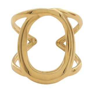 Stainless Steel Oval Open Gold Ring