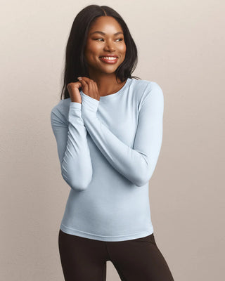 Strata Long Sleeve in Frost Blue – Women's Athleisure Top by Rhone