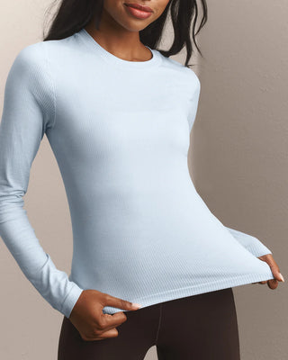 Strata Long Sleeve in Frost Blue – Women's Athleisure Top by Rhone
