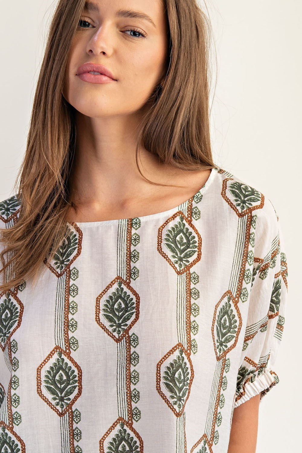 Geometric Floral Printed Blouse