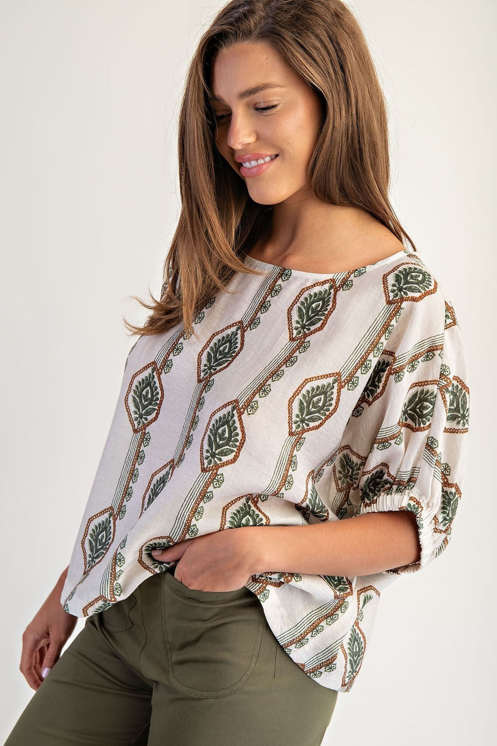 Geometric Floral Printed Blouse