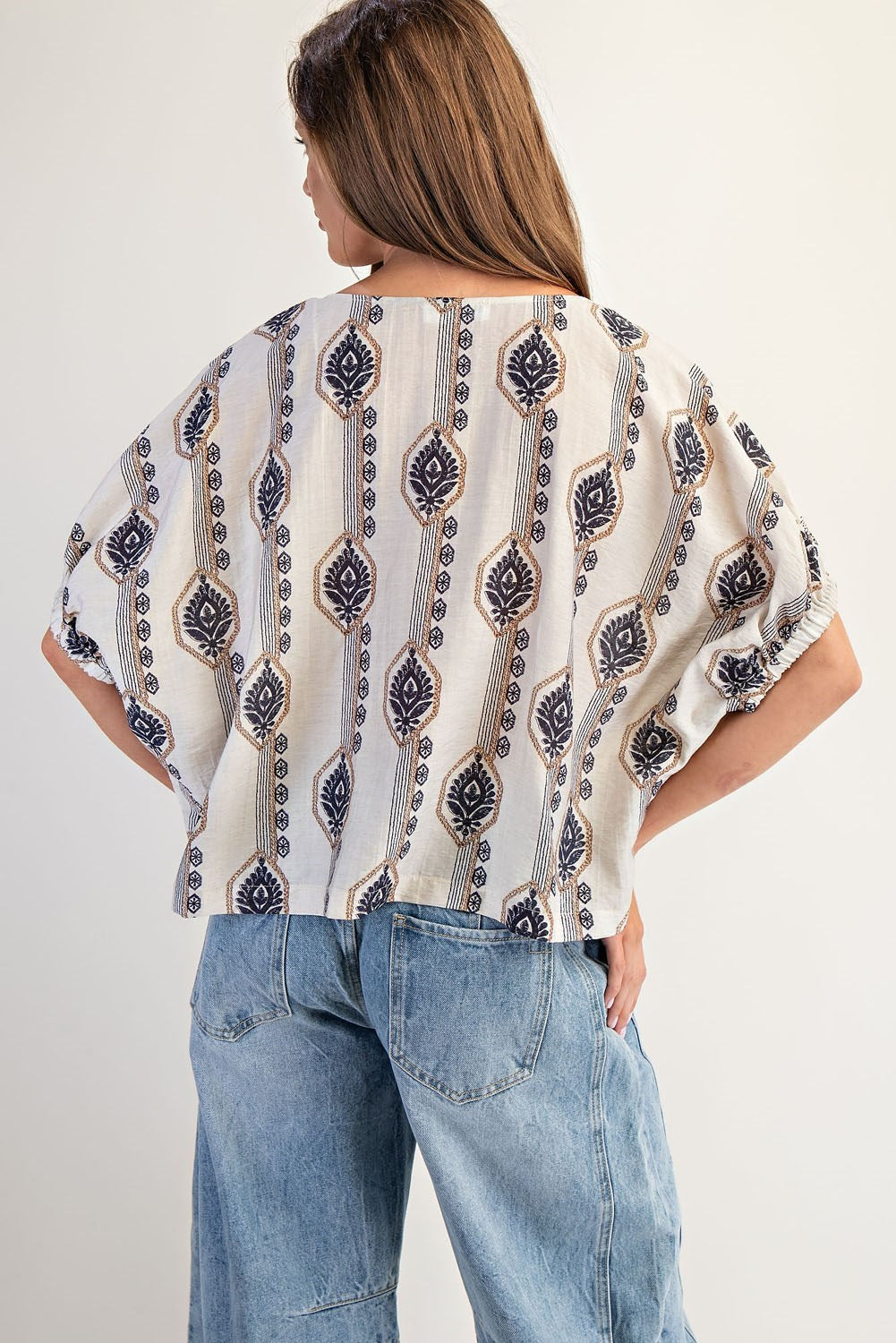Geometric Floral Printed Blouse
