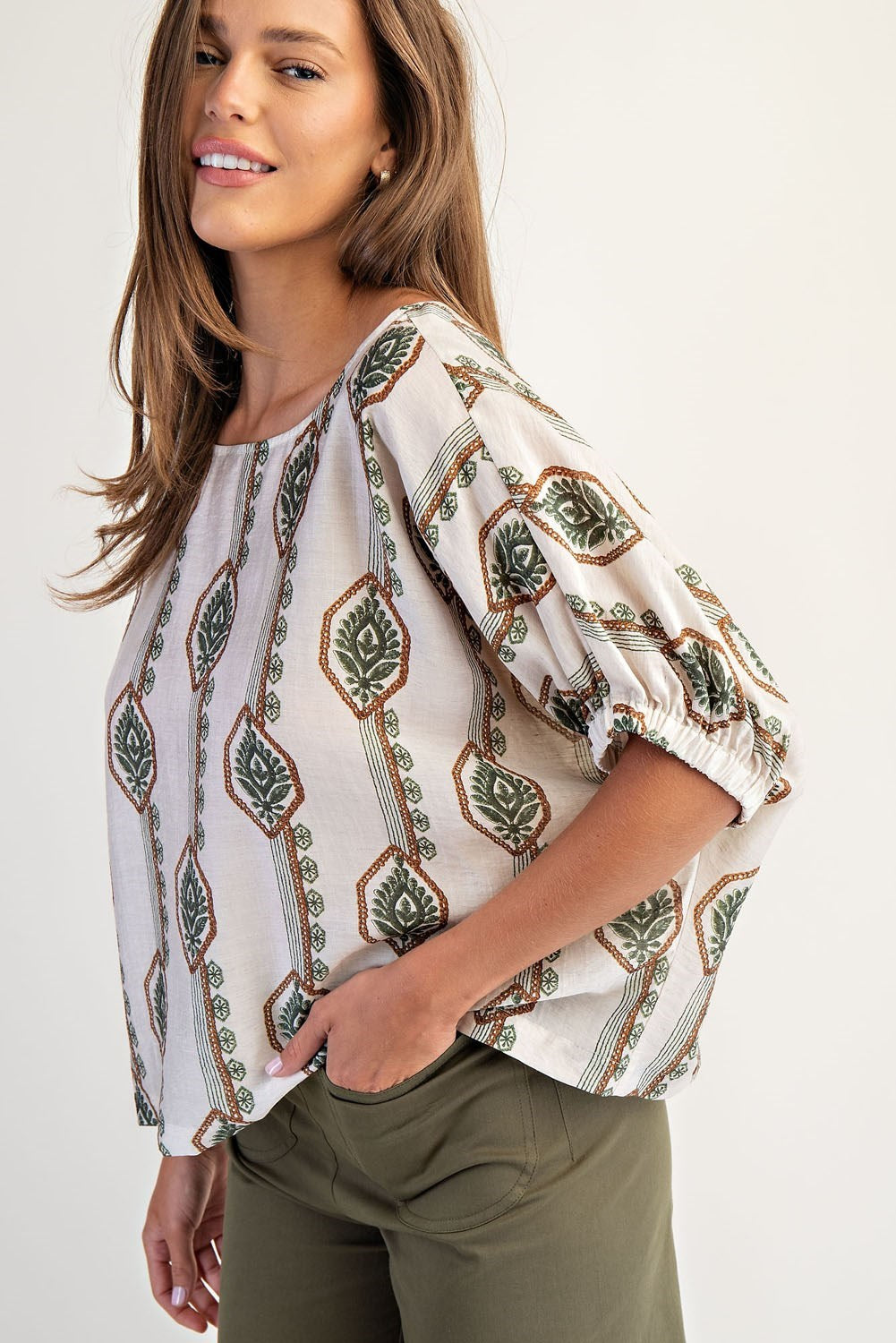 Geometric Floral Printed Blouse