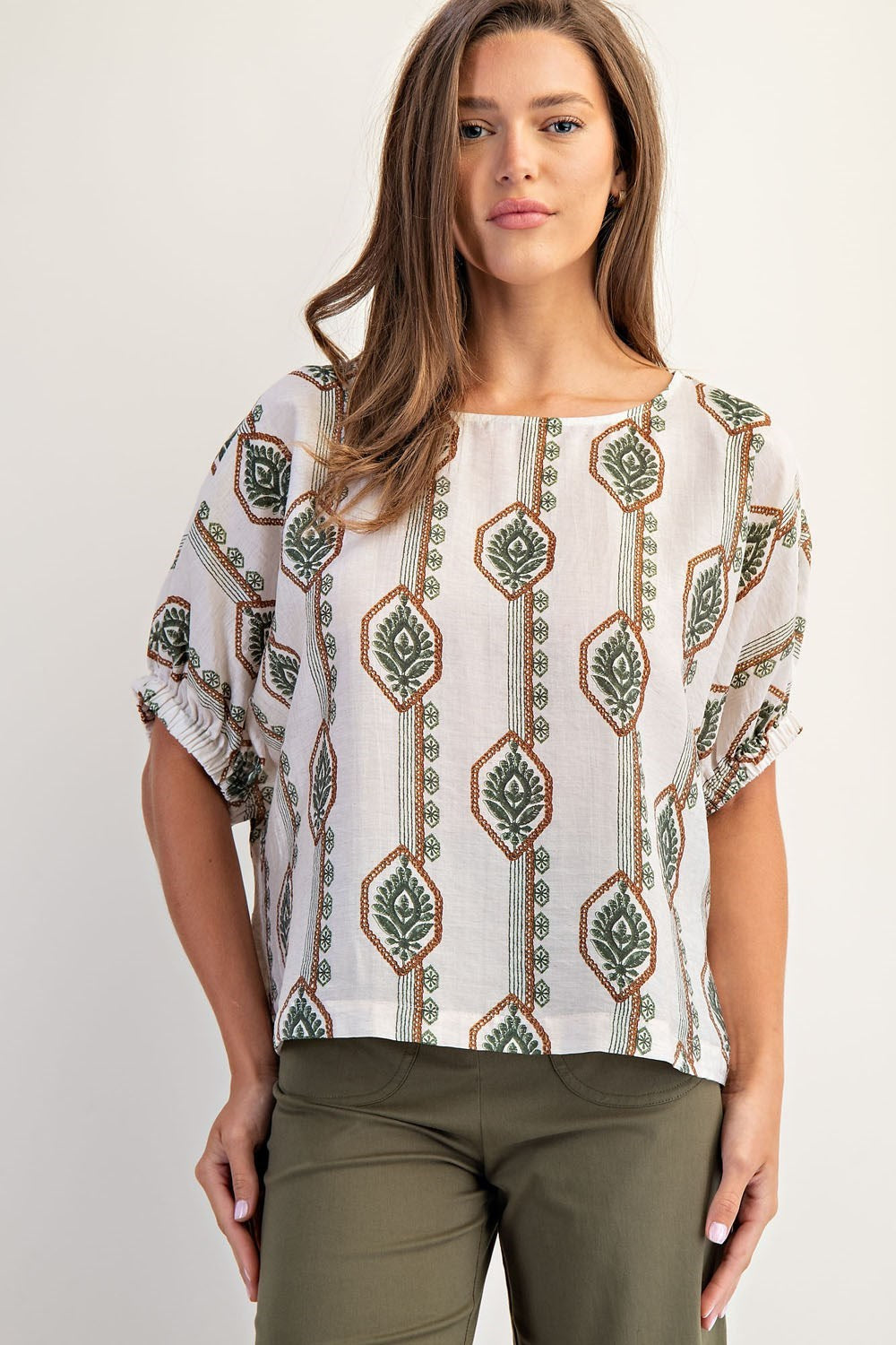 Geometric Floral Printed Blouse