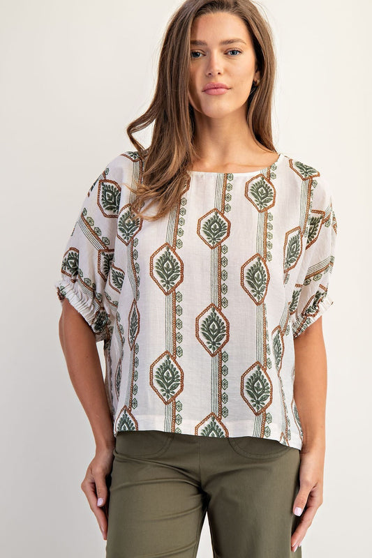 Geometric Floral Printed Blouse