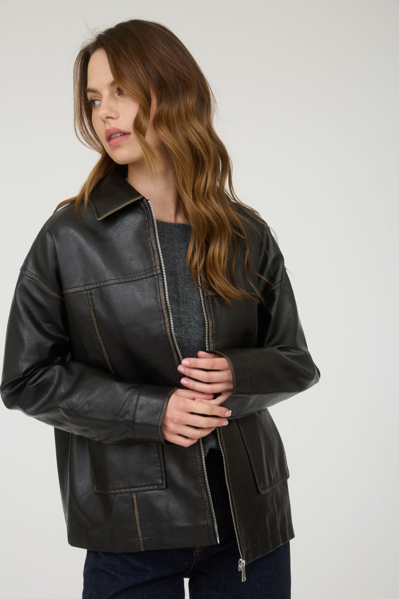 Faux Black Leather Jacket