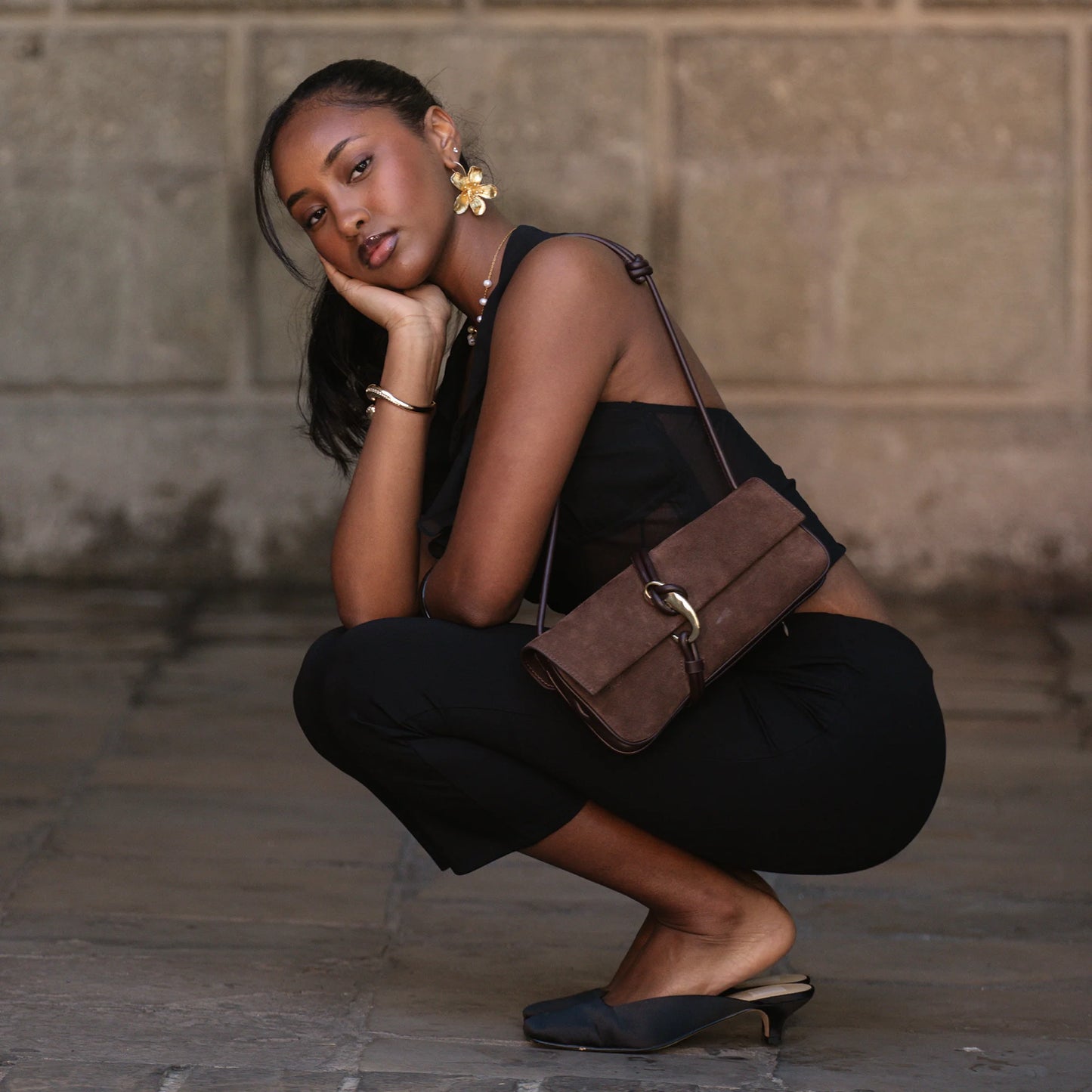 Alice Chocolate Slant Bag