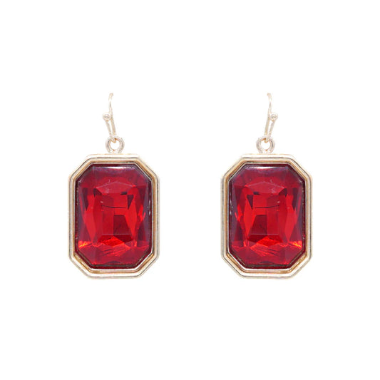 Crystal Rectangle Drop Earrings