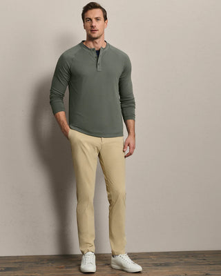 Rhone® Waffle Tech Henley in Olive Shadow