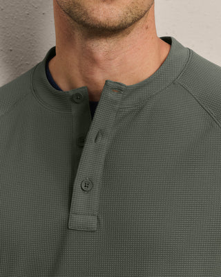 Rhone® Waffle Tech Henley in Olive Shadow